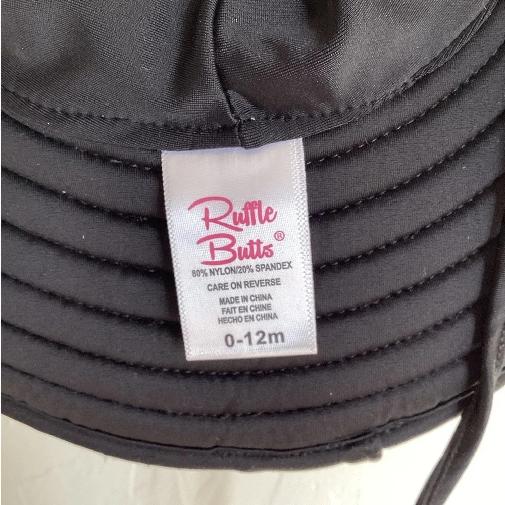 RUFFLE BUTTS BLACK  WIDE BRIM SWIM HAT SZ 0-12m